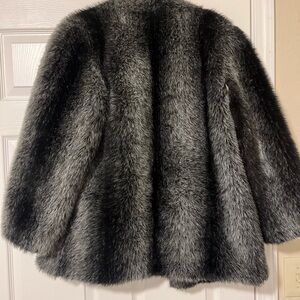 Elegant vintage gray & black Faux Fur Coat